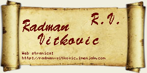 Radman Vitković vizit kartica